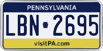 PA license plate LBN2695