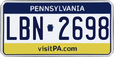 PA license plate LBN2698