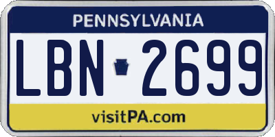 PA license plate LBN2699
