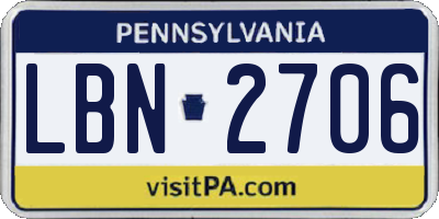 PA license plate LBN2706
