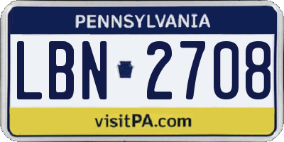PA license plate LBN2708