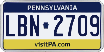 PA license plate LBN2709