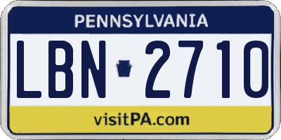 PA license plate LBN2710