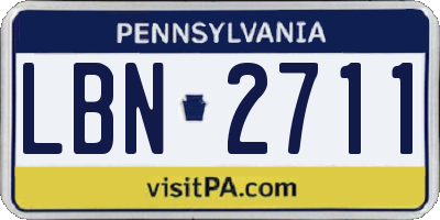 PA license plate LBN2711