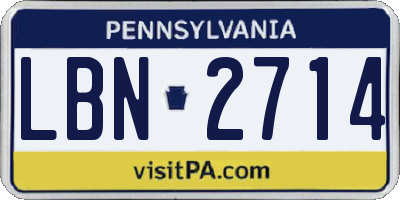 PA license plate LBN2714