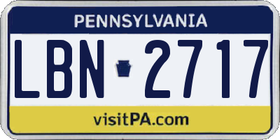 PA license plate LBN2717