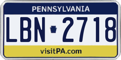 PA license plate LBN2718