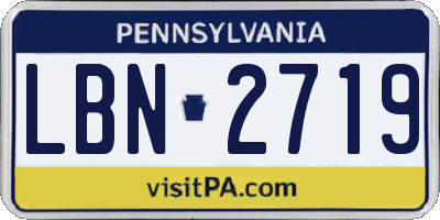 PA license plate LBN2719
