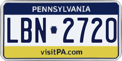 PA license plate LBN2720