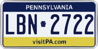 PA license plate LBN2722
