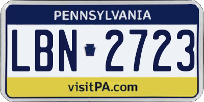PA license plate LBN2723