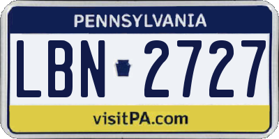 PA license plate LBN2727