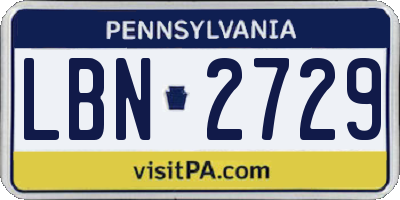 PA license plate LBN2729