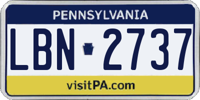 PA license plate LBN2737