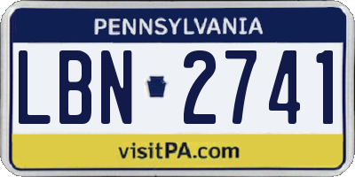 PA license plate LBN2741