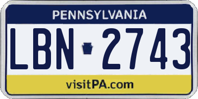 PA license plate LBN2743