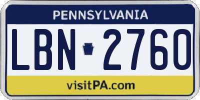 PA license plate LBN2760