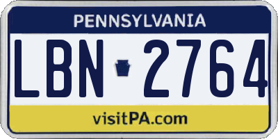 PA license plate LBN2764