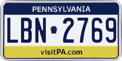 PA license plate LBN2769