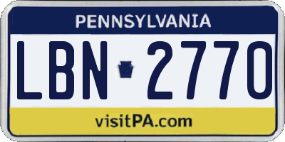 PA license plate LBN2770