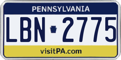 PA license plate LBN2775