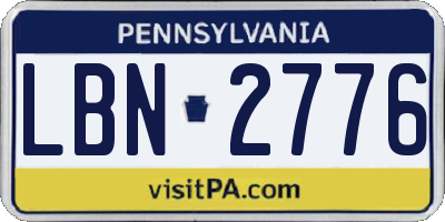 PA license plate LBN2776