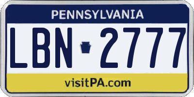 PA license plate LBN2777