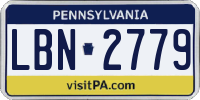 PA license plate LBN2779