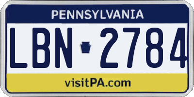 PA license plate LBN2784