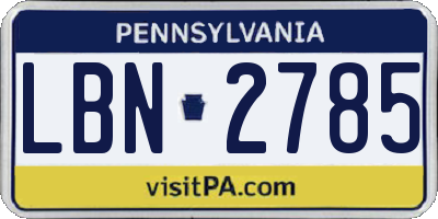 PA license plate LBN2785