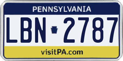 PA license plate LBN2787