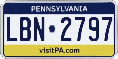 PA license plate LBN2797