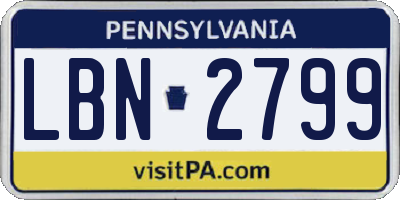 PA license plate LBN2799