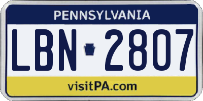 PA license plate LBN2807