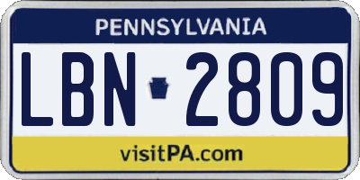 PA license plate LBN2809