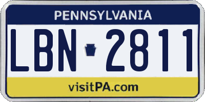 PA license plate LBN2811