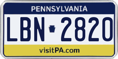 PA license plate LBN2820