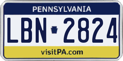 PA license plate LBN2824