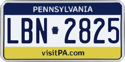 PA license plate LBN2825