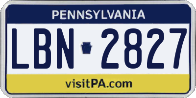 PA license plate LBN2827
