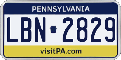 PA license plate LBN2829