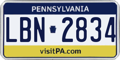 PA license plate LBN2834