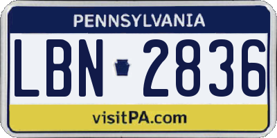 PA license plate LBN2836