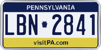 PA license plate LBN2841