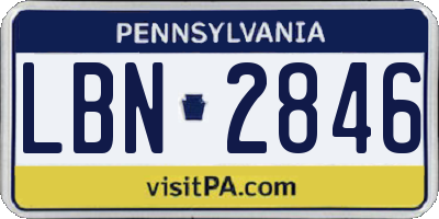 PA license plate LBN2846