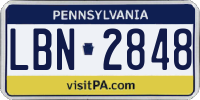 PA license plate LBN2848