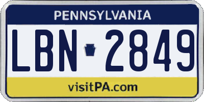 PA license plate LBN2849