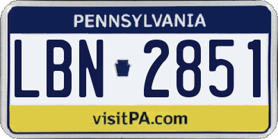 PA license plate LBN2851