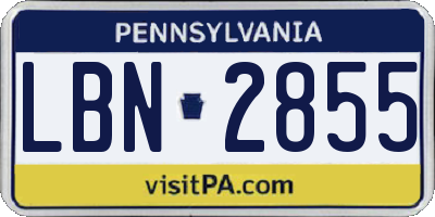 PA license plate LBN2855