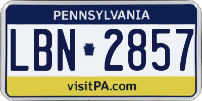 PA license plate LBN2857